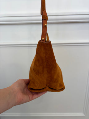 Khaite Brown Suede Augusta Crossbody Clutch