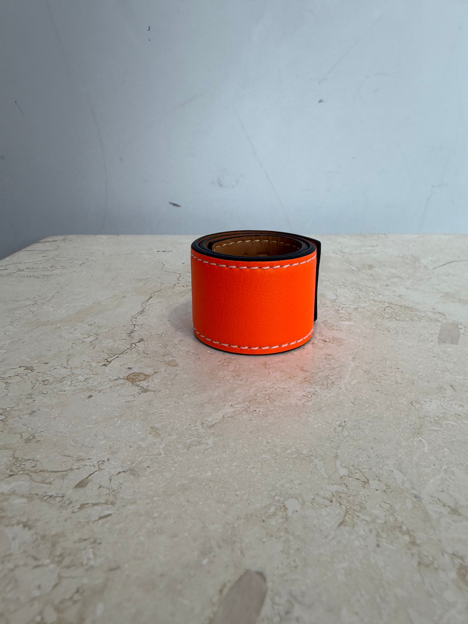 Loewe Anagram Snap Leather Bracelet Fluro Orange, OS