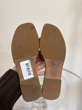 Hermès Gold Leather Oran Sandals, 39