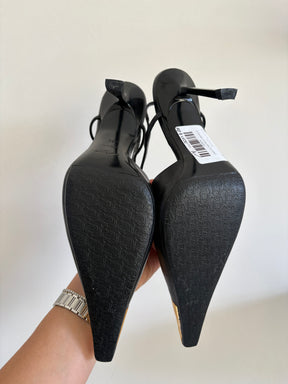 Saint Laurent Jeanne Slingback Pumps With Gold Hardware, 39