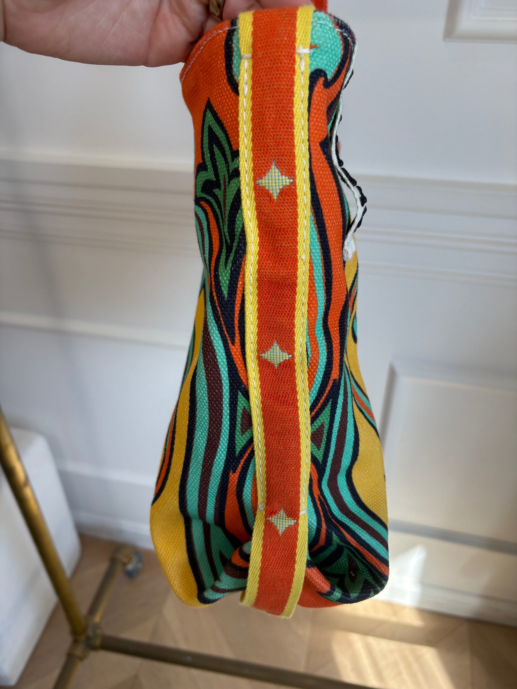 Alémais Orange Yellow and Green Floral Canvas Tote