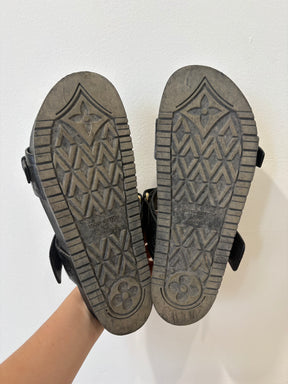 Louis Vuitton Black Leather Bom Dia Slides, 41