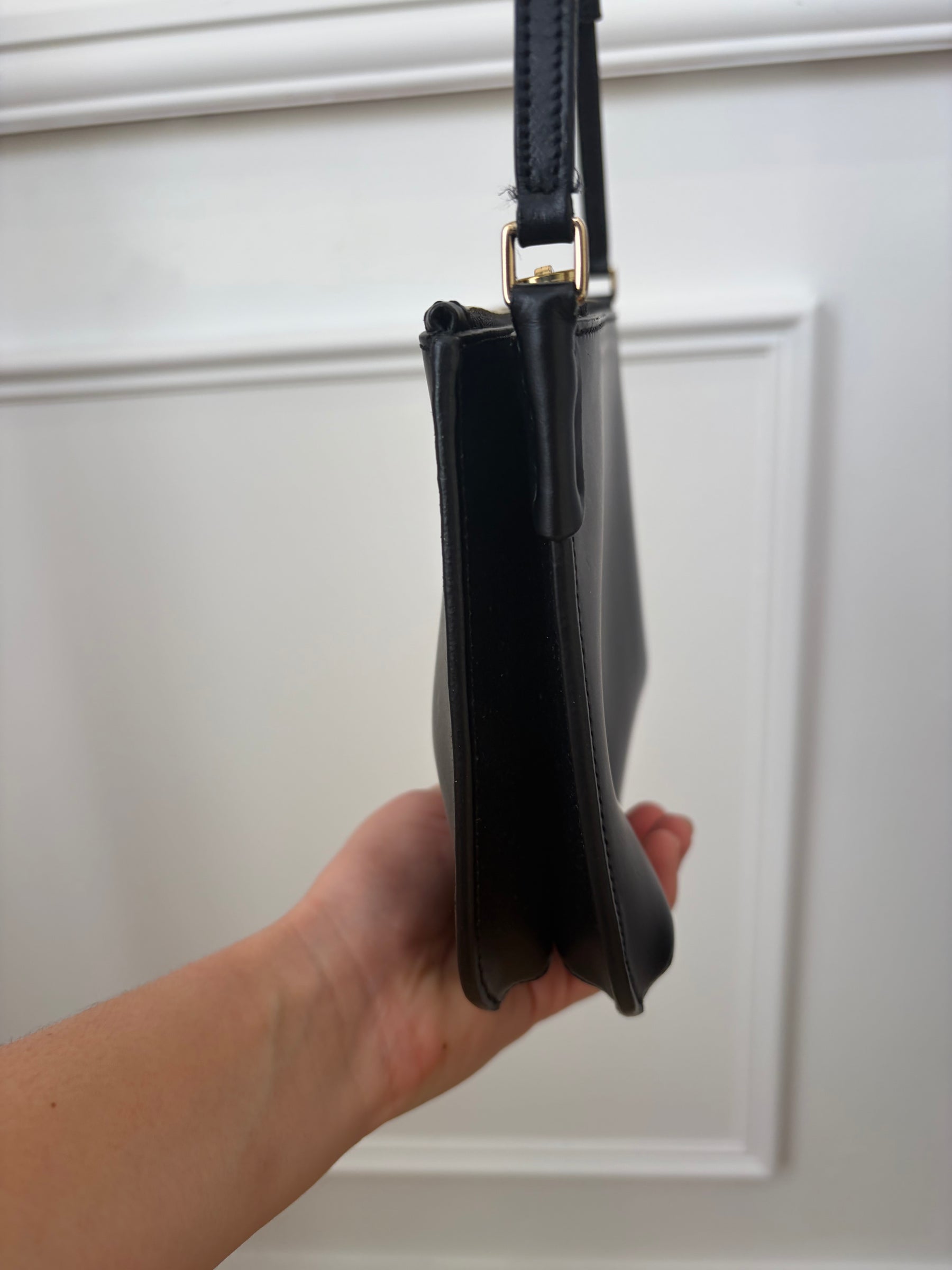 A.P.C. Black Leather Double Zip Cross Body Bag