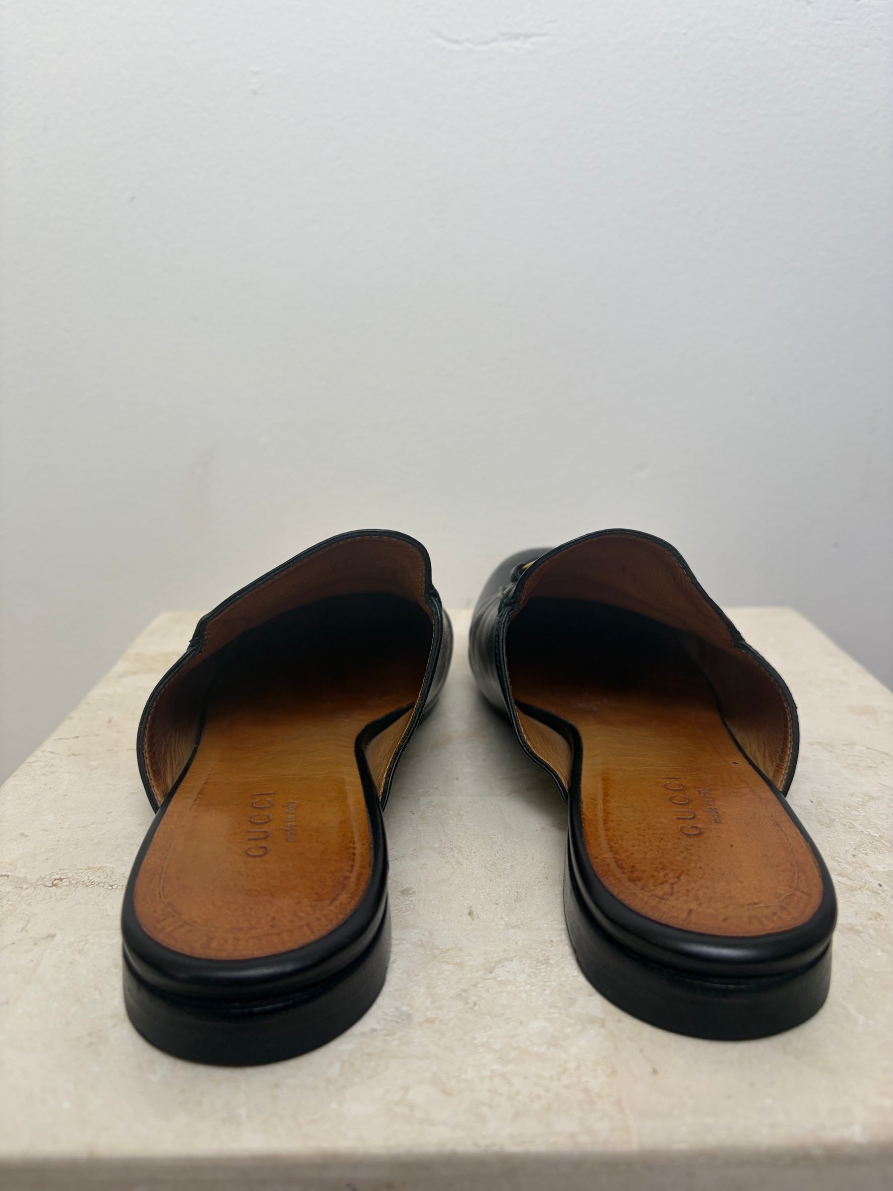 Gucci Horsebit Slides In Black Leather, 36.5