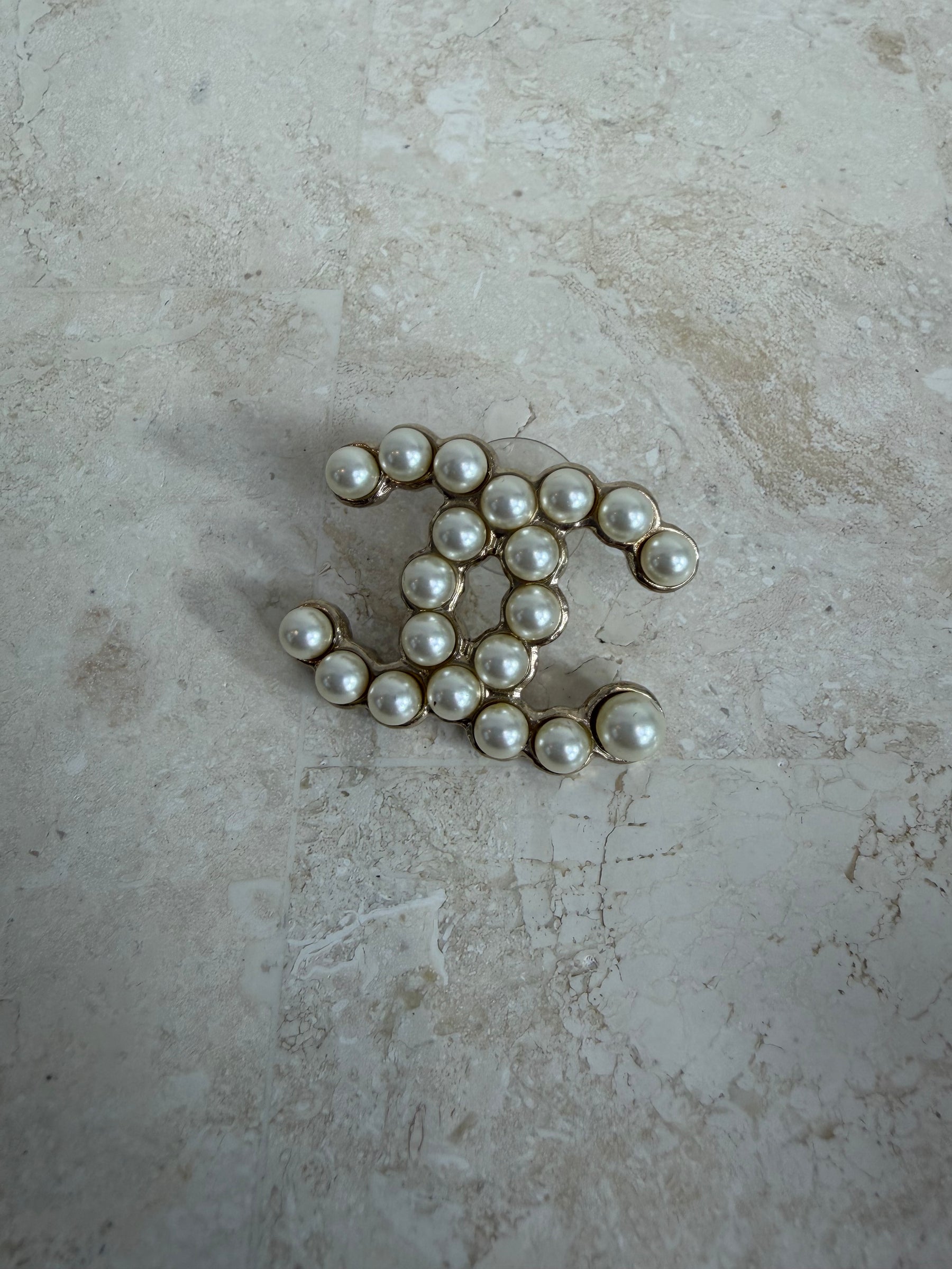 Chanel Pearl and Gold CC Stud Earrings