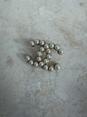 Chanel Pearl and Gold CC Stud Earrings
