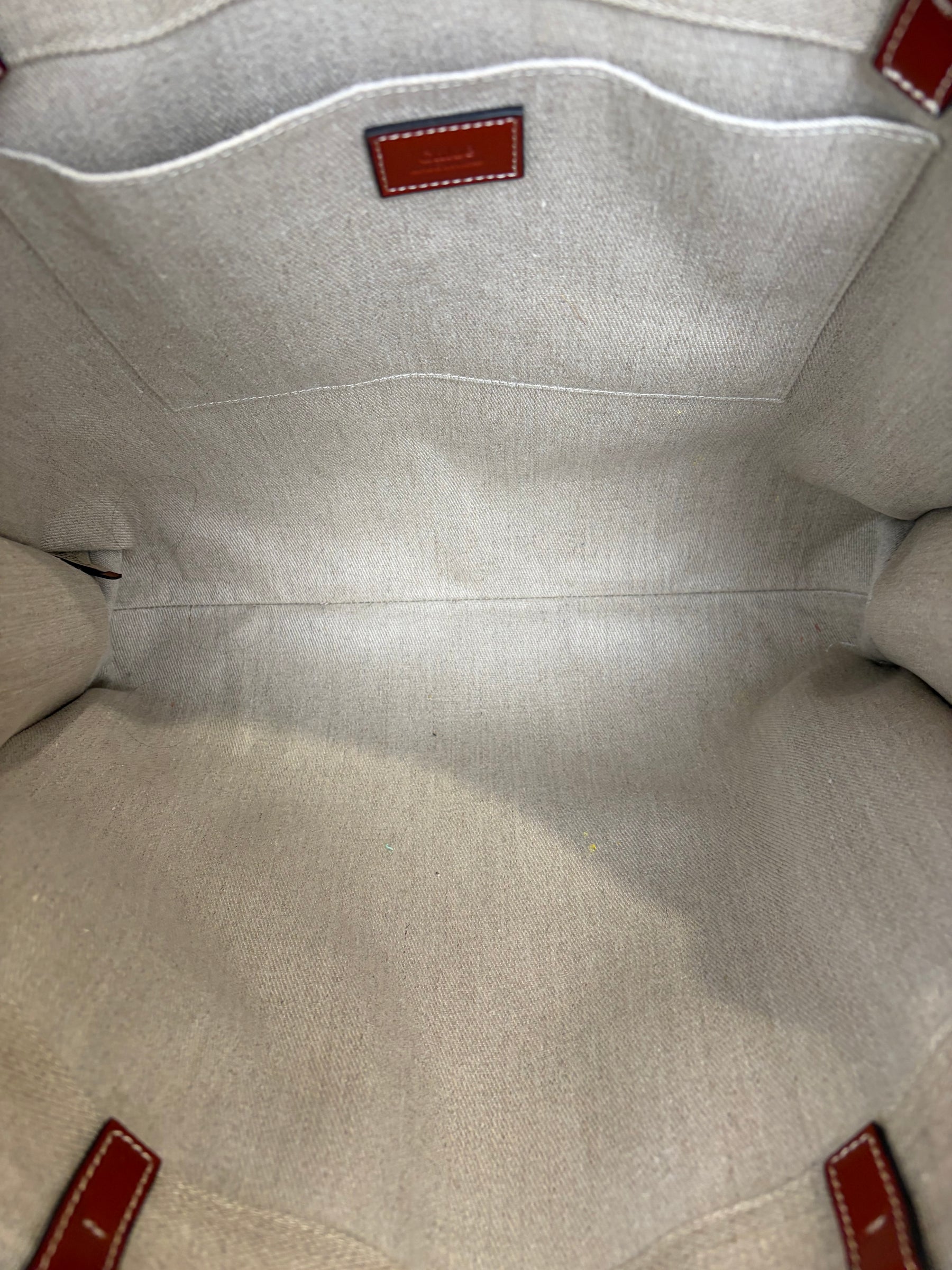 Chloé Canvas and Tan Leather Logo Woody Tote