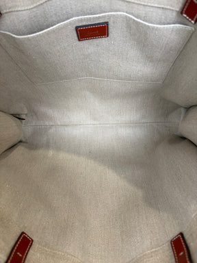 Chloé Canvas and Tan Leather Logo Woody Tote