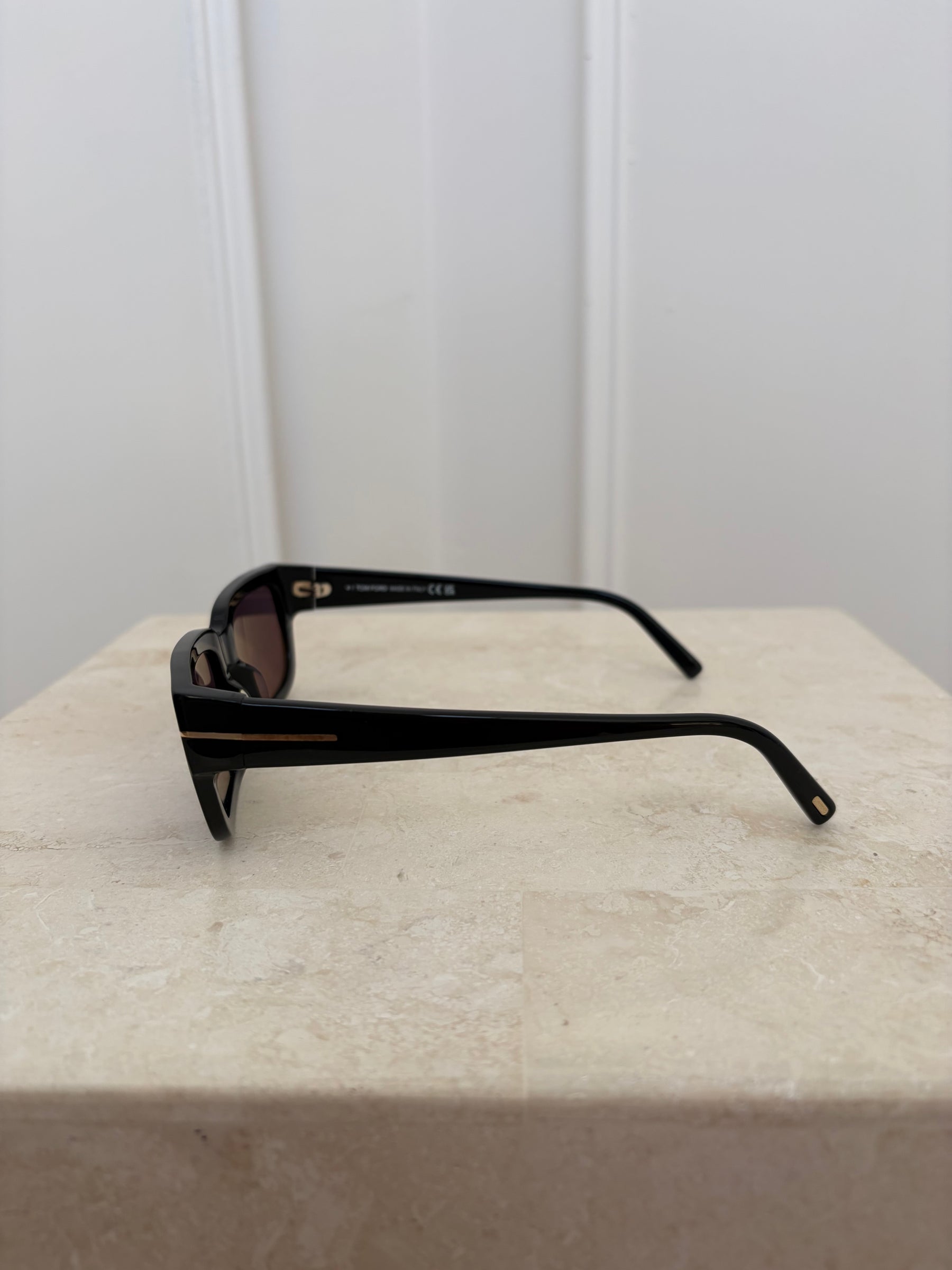 Tom Ford Black Rectangular Acetate Ezra Sunglasses