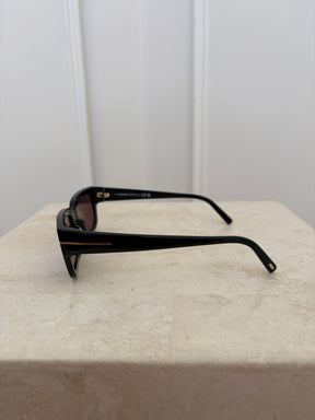 Tom Ford Black Rectangular Acetate Ezra Sunglasses