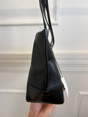 St Agni. Black Leather Slim Bateau Tote