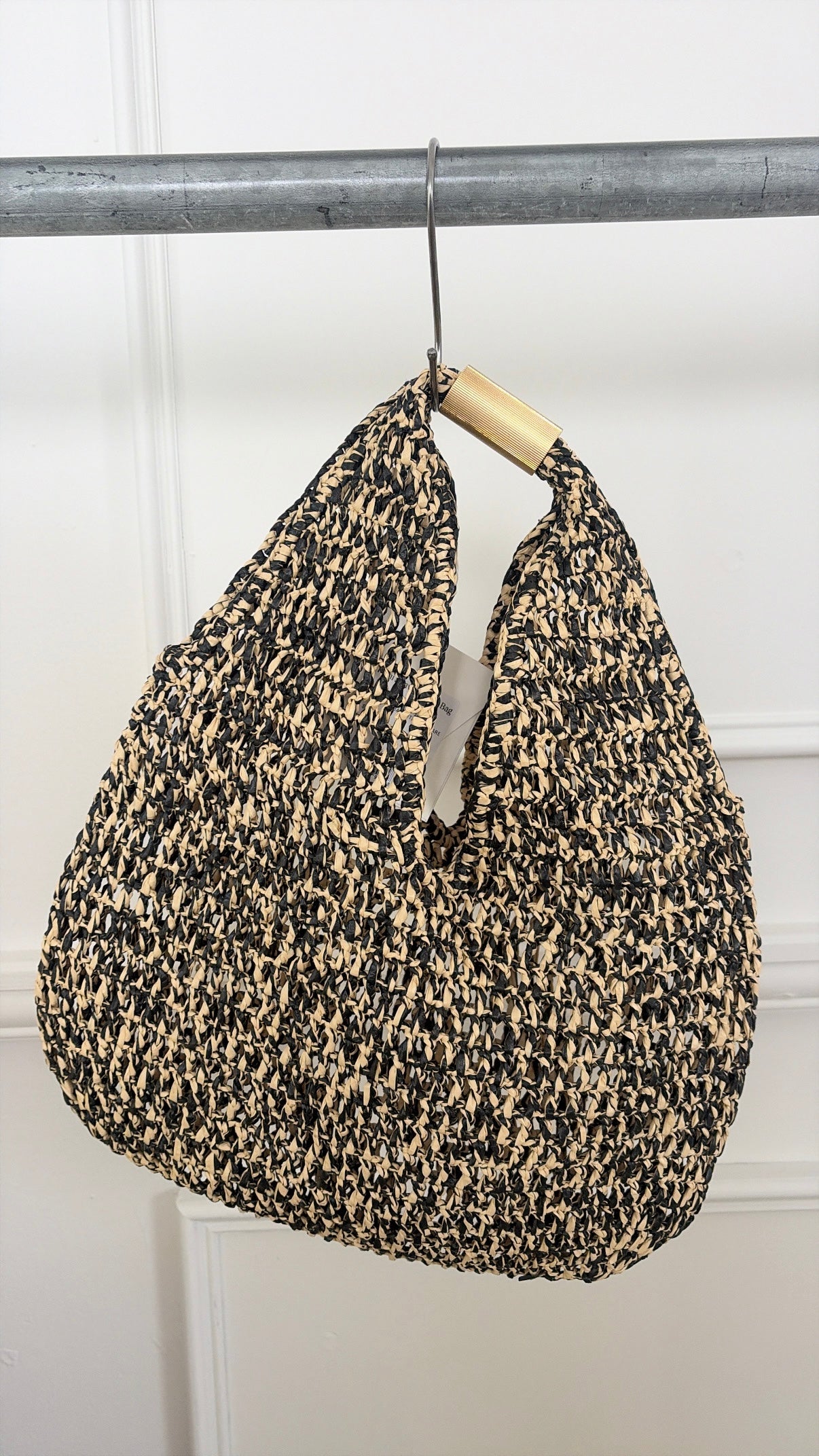 Camilla and Marc Black and Natural Raffia Remi Bag