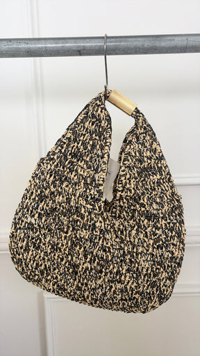 Camilla and Marc Black and Natural Raffia Remi Bag