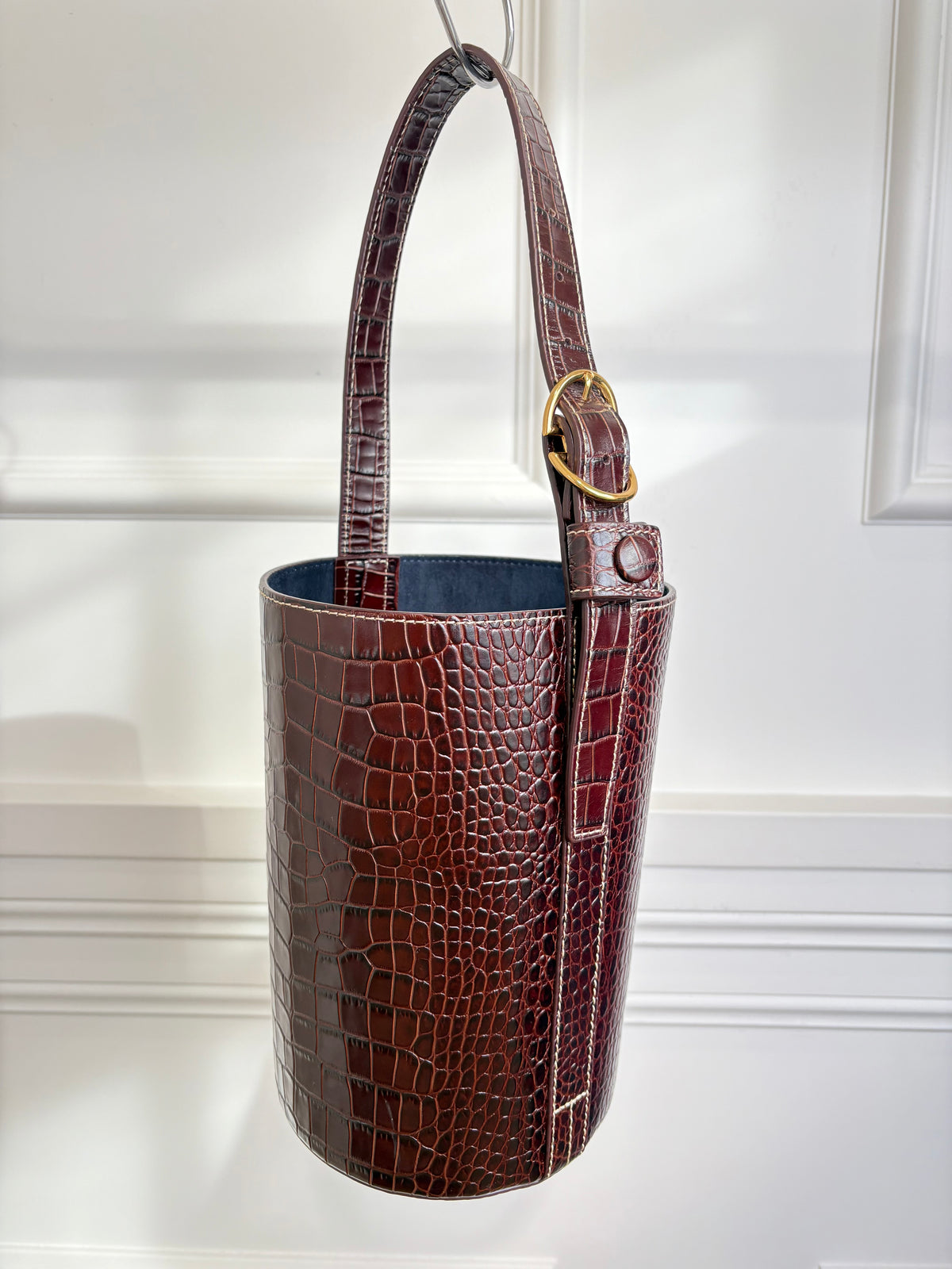 Trademark Croc Effect Brown Bucket Bag