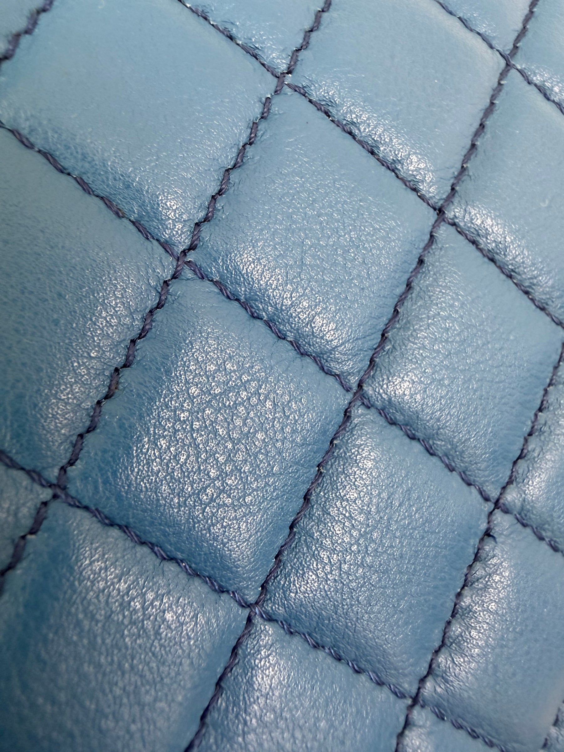 Chanel Blue Lambskin Leather Old Medium Boy Bag