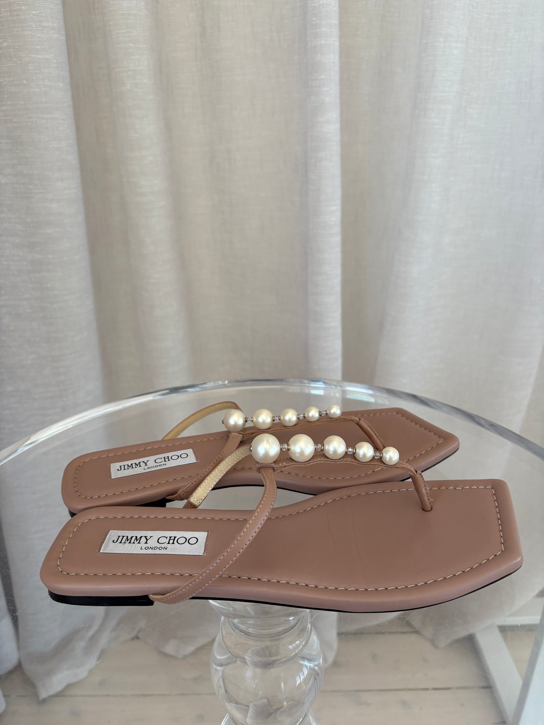 Jimmy Choo Alaina Flats With Pearl Detail Ballet Pink, 39.5