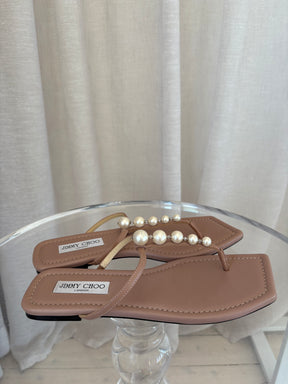 Jimmy Choo Alaina Flats With Pearl Detail Ballet Pink, 39.5