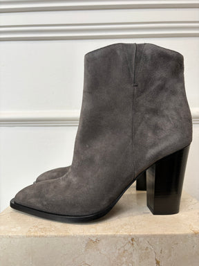 VINCE Grey Suede Pointed Ankle Boots, 40