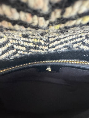 Anine Bing Brown and Beige Herringbone Tweed Shoulder Bag