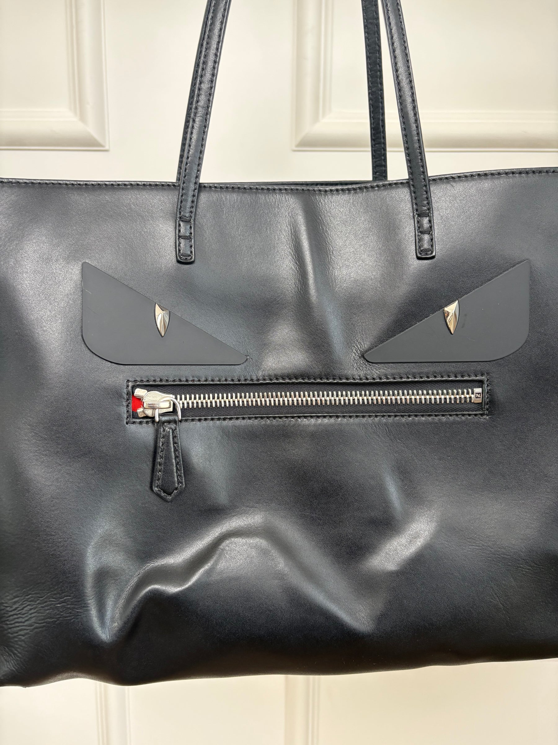 Fendi Black Leather Monster Tote
