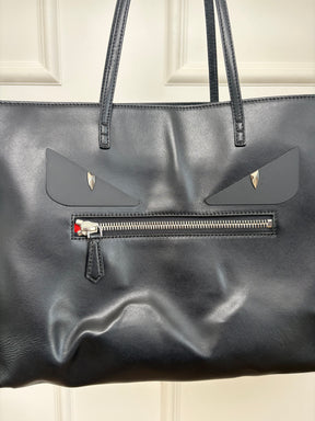 Fendi Black Leather Monster Tote