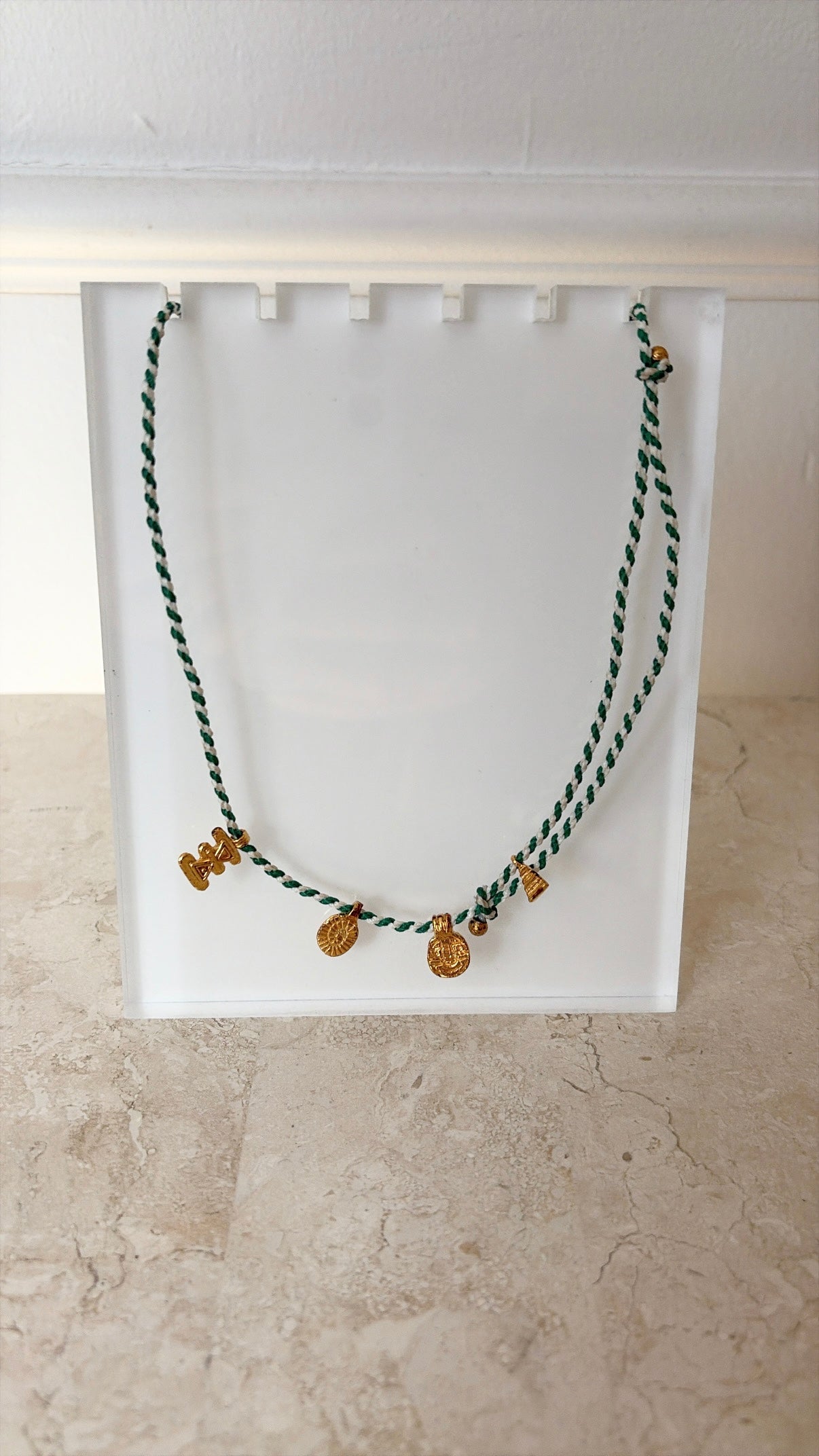 Lucy Folk Green and White Rope Charm  Ocean Familia Necklace