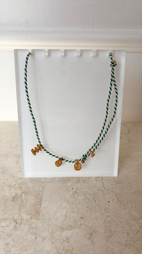Lucy Folk Green and White Rope Charm  Ocean Familia Necklace