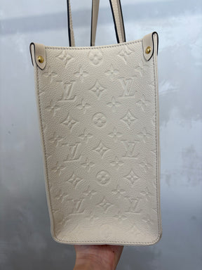 Louis Vuitton Cream Empreinte Leather On the Go MM Tote