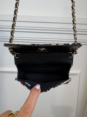 Chanel Chanel Black White and Beige Flag Print Mini Bag