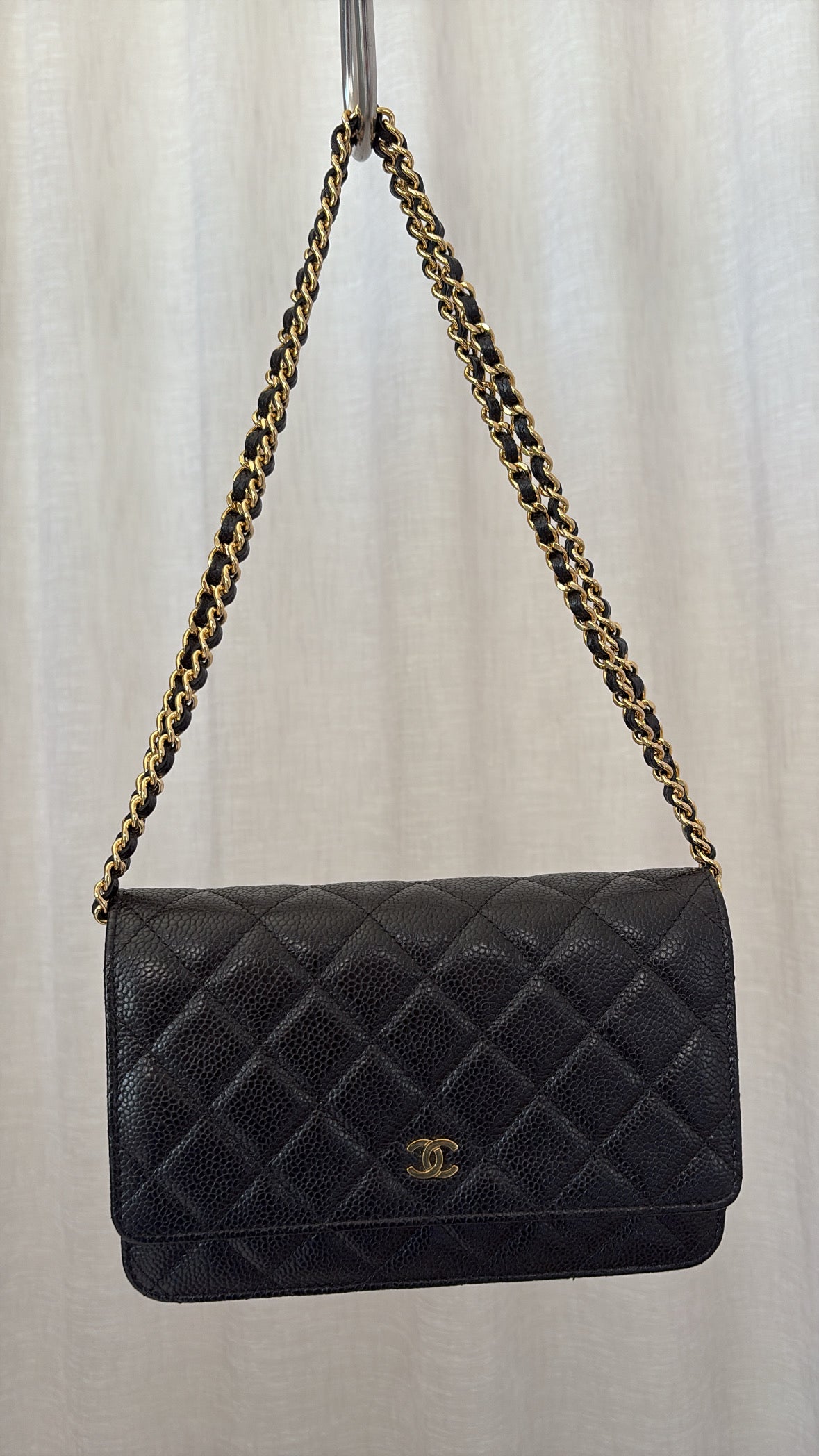 Chanel Black Caviar Leather Wallet on Chain