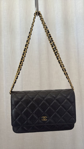 Chanel Black Caviar Leather Wallet on Chain