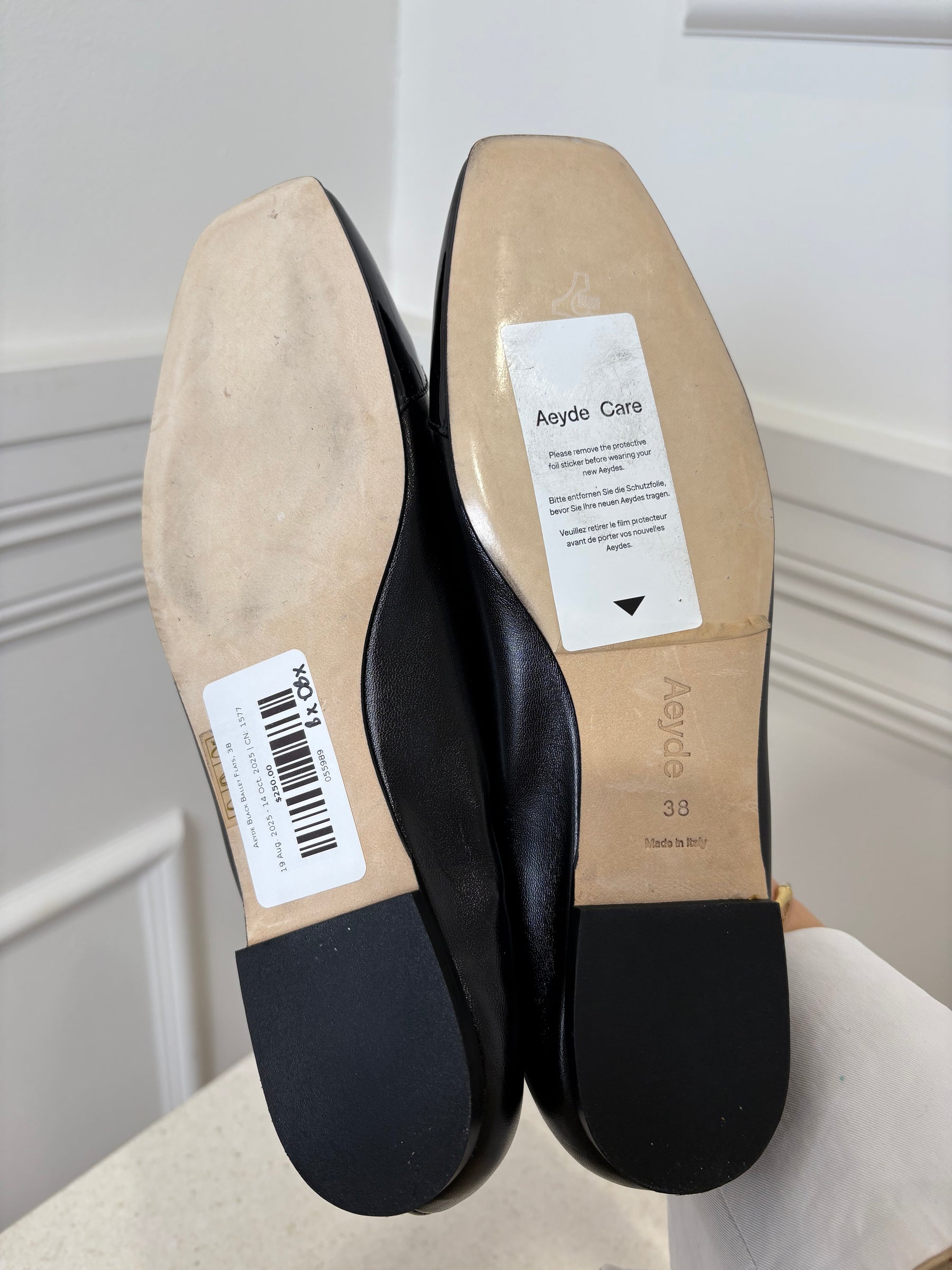 Aeyde Black Ballet Flats, 38