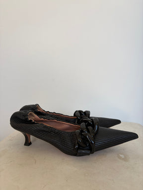 Scanlan Theodore Black Textured Stretch Pumps, 36
