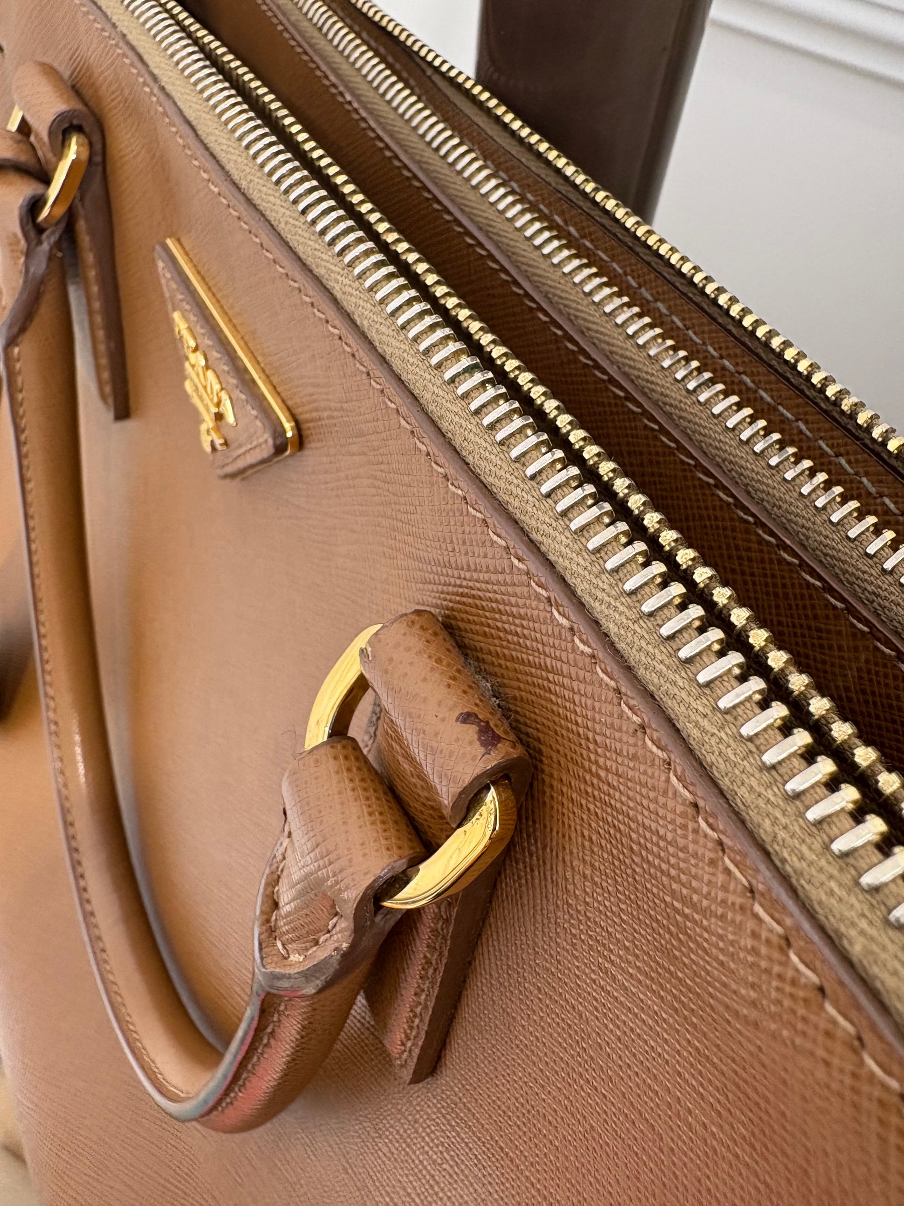 Prada Tan Saffiano Leather Galleria Tote