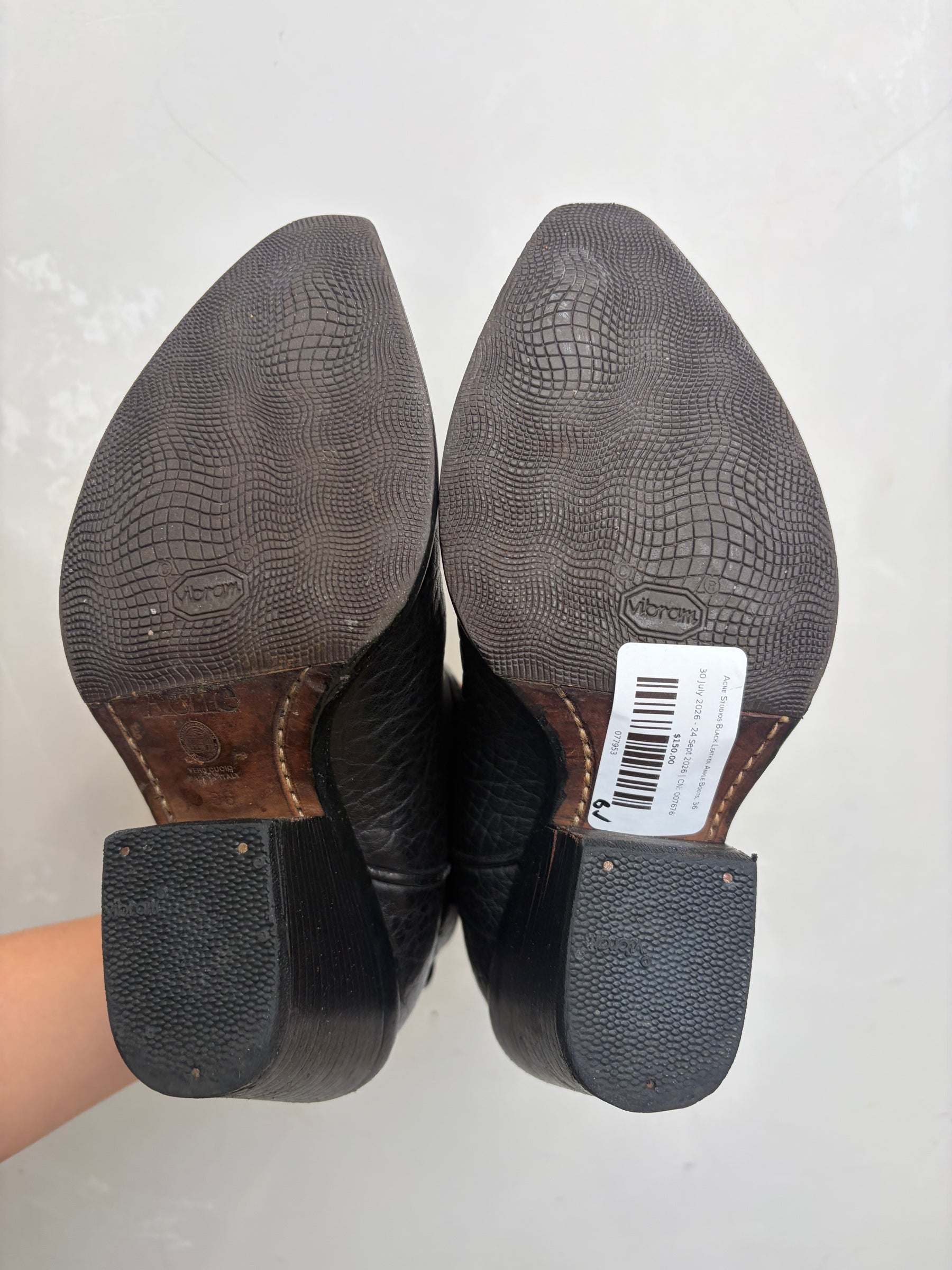 Acne Studios Black Leather Ankle Boots, 36