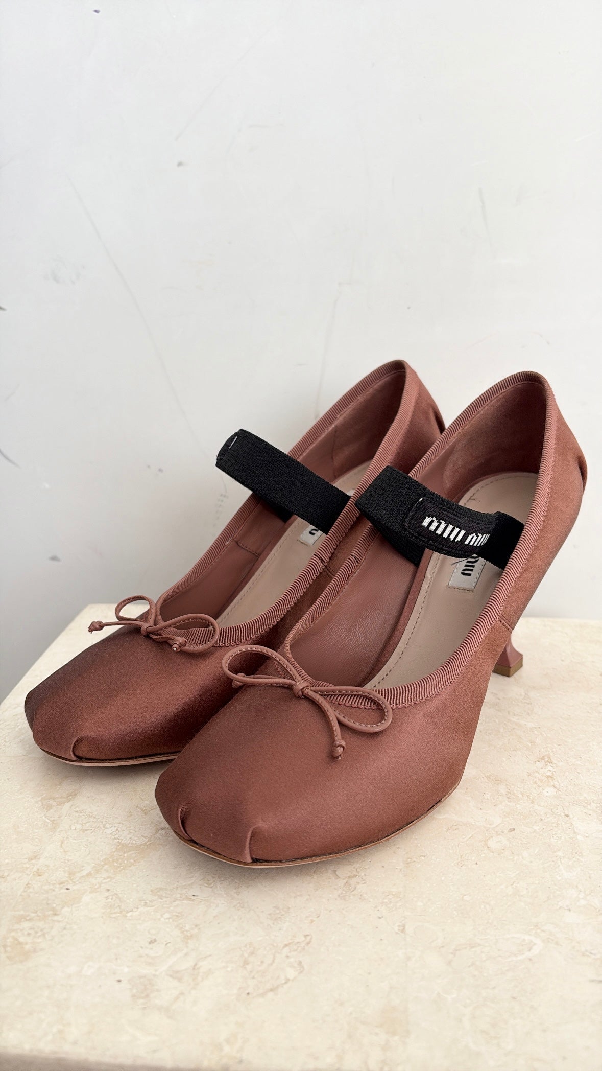 Miu Miu Satin Ballet Pump In Cacao, 38
