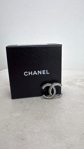 Chanel Ruthenium And Crystal CC Brooch