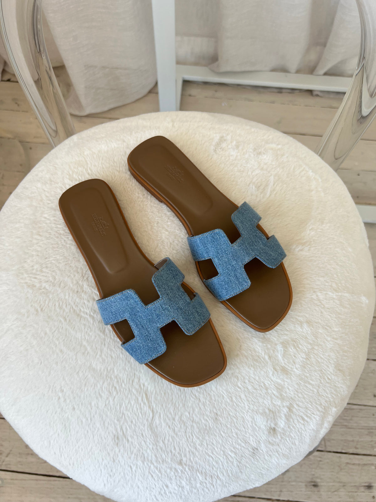 Hermès Denim Oran Sandal, 41