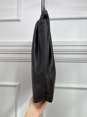 A-ESQUE Dark Brown Grained Leather Fold Bag