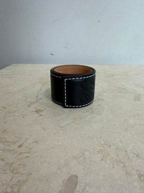 Loewe Anagram Snap Leather Bracelet Black, OS