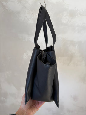 Celine Black Grained Leather Tri-Fold Bag