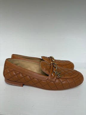 Chanel Tan Quilted Leather Loafer Flats, 36 C