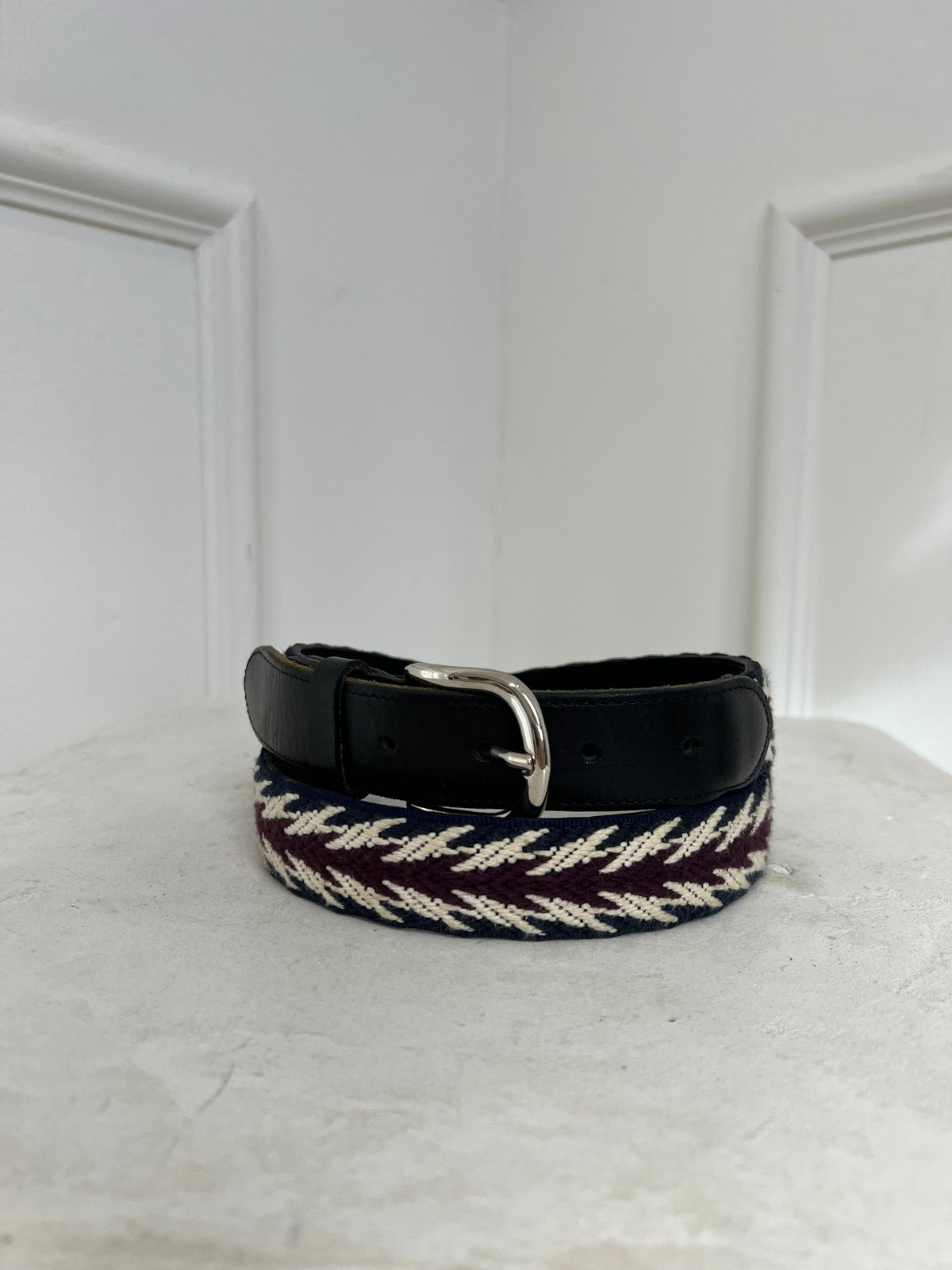 Isabel Marant Woven Belt Navy Cream Burgundy, L