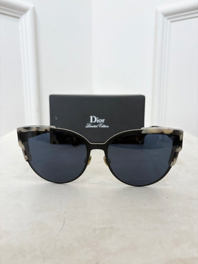 Dior Black and Grey Tortoiseshell Corner Sunglasses