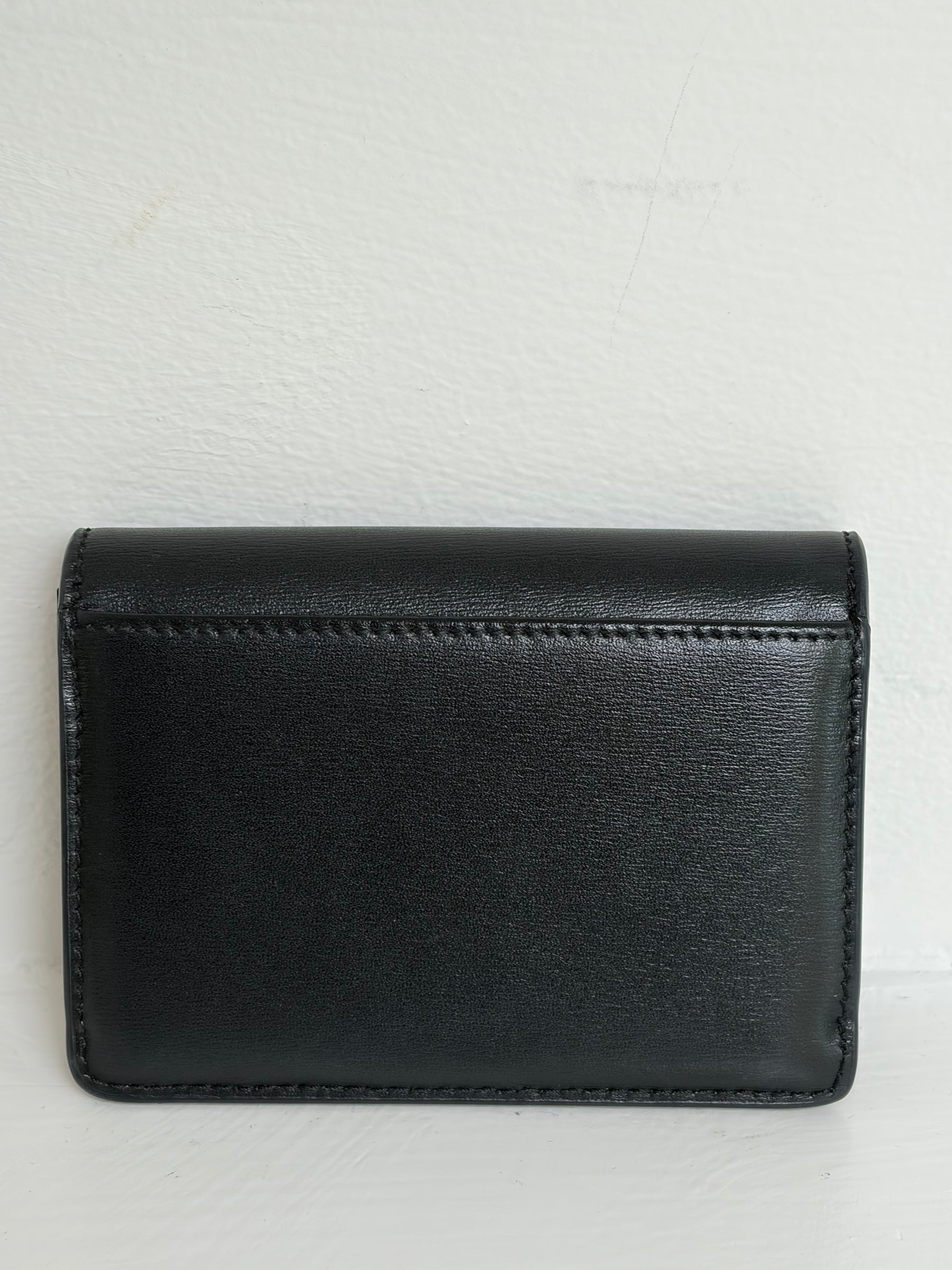Celine Black Leather Triomphe Flap Cardholder