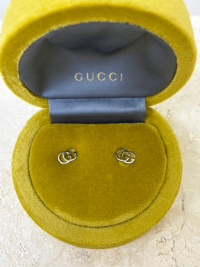 Gucci White Gold Marmont Studs