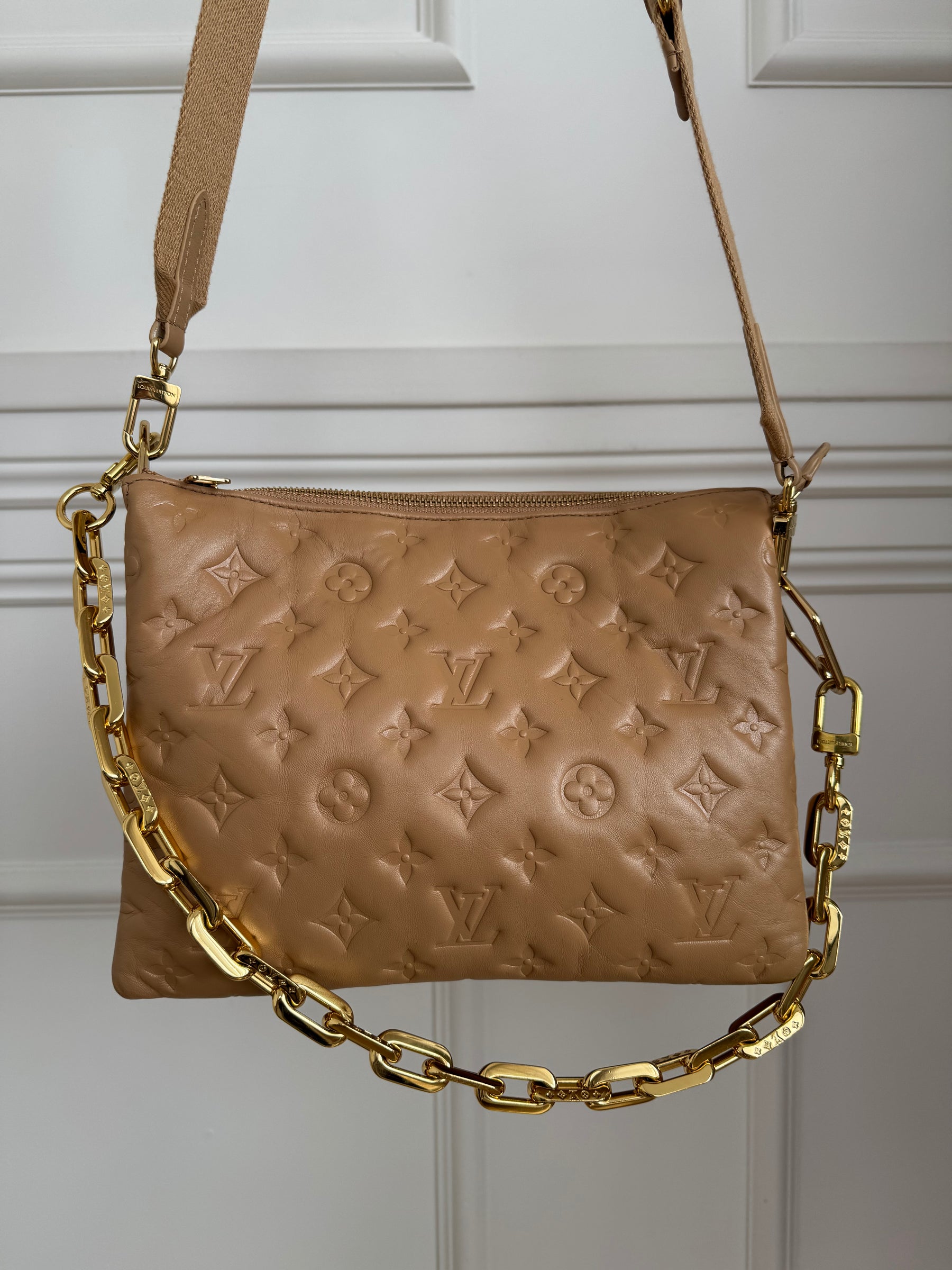 Louis Vuitton Camel Leather Coussin PM Bag