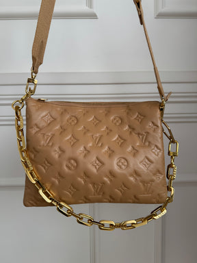 Louis Vuitton Camel Leather Coussin PM Bag
