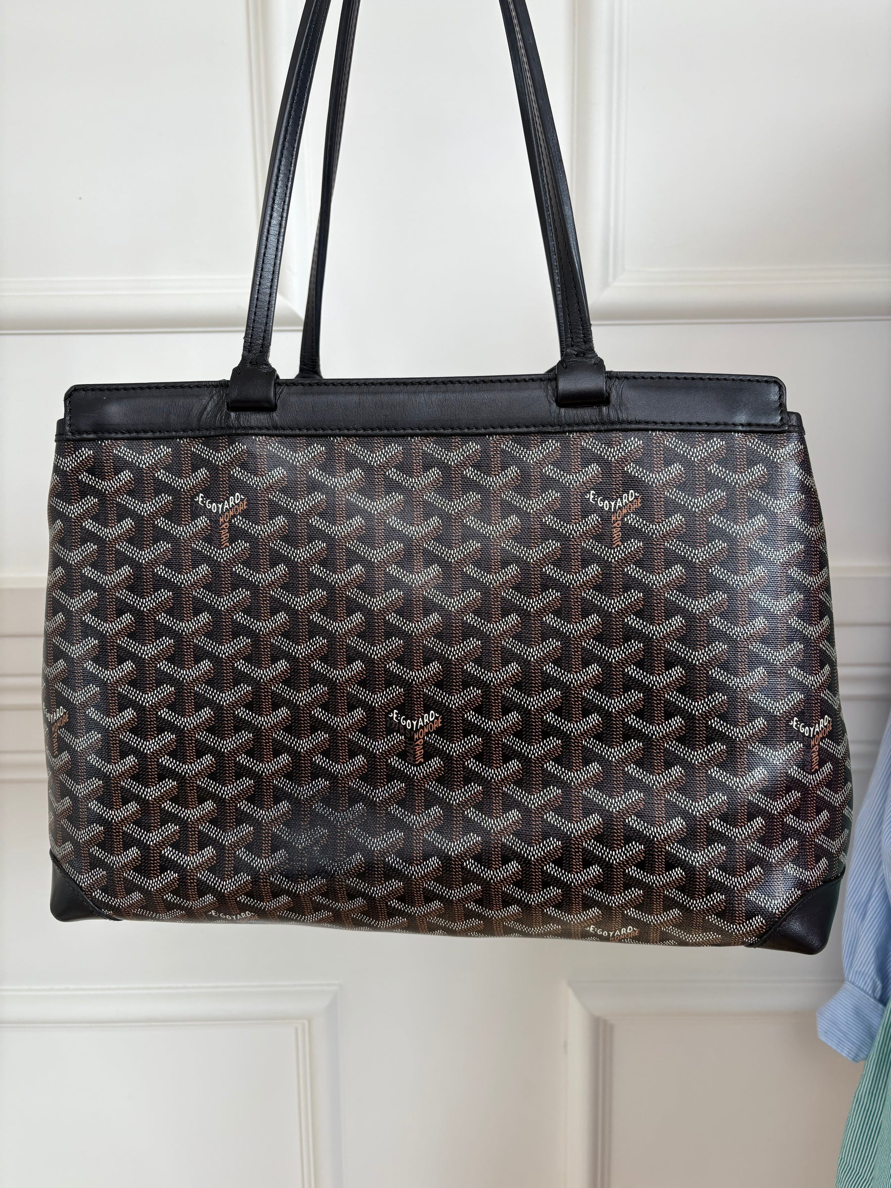 Goyard Black Leather and Coated Canvas Bellechasse Biaude PM Bag