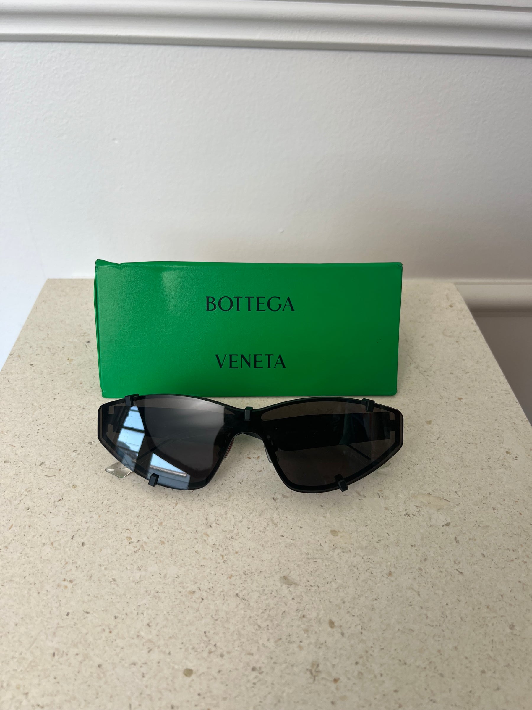 Bottega Veneta Black Matte Cat Eye Sunglasses